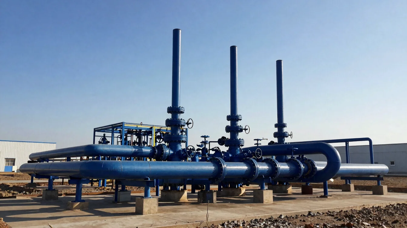 Industrial steam and gas distribution piping at a utility facilit